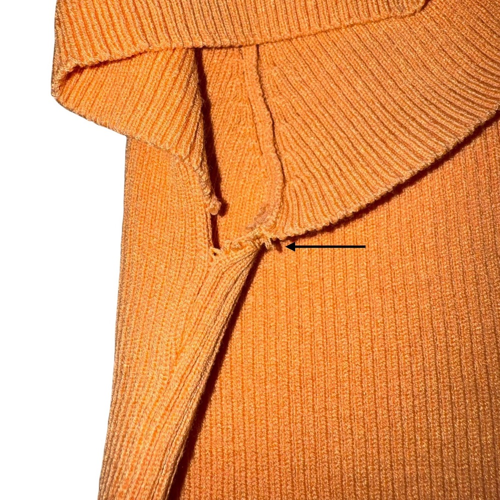 ZARA Ribbed Cardigan Sweater‎ Women's M Orange Rhinestone Short Sleeve - Picture 7 of 10